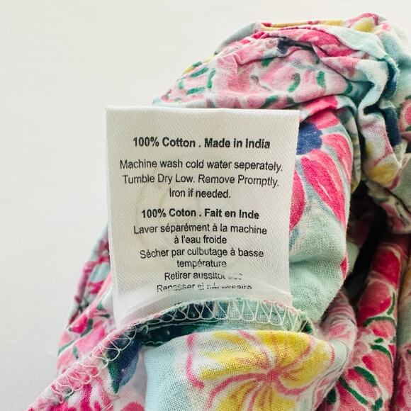 Mahogany Floral Drawcord Pajama Pants Pink Blue XL Wide Leg 100% Cotton India - Picture 6 of 7